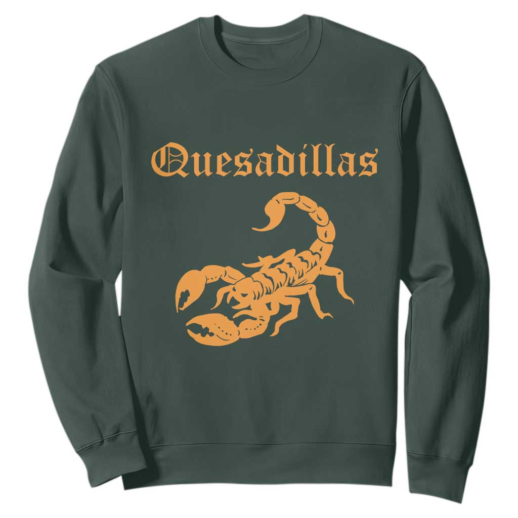 Quesadillas Scorpion Sweatshirt Burnt Orange Southwestern TS14 Dark Forest Green Print Your Wear