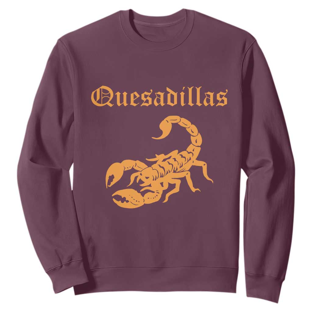 Quesadillas Scorpion Sweatshirt Burnt Orange Southwestern TS14 Maroon Print Your Wear