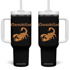 Quesadillas Scorpion Tumbler With Handle Burnt Orange Southwestern TS14 One Size: 40 oz Black Print Your Wear