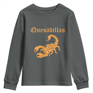 Quesadillas Scorpion Youth Sweatshirt Burnt Orange Southwestern TS14 Dark Heather Print Your Wear