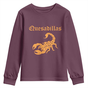 Quesadillas Scorpion Youth Sweatshirt Burnt Orange Southwestern TS14 Maroon Print Your Wear
