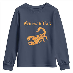 Quesadillas Scorpion Youth Sweatshirt Burnt Orange Southwestern TS14 Navy Print Your Wear