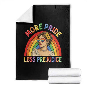 More Pride Less Prejudice Throw Blanket Pride Month LGBTQ Gay Lesbian TS14 Black Print Your Wear