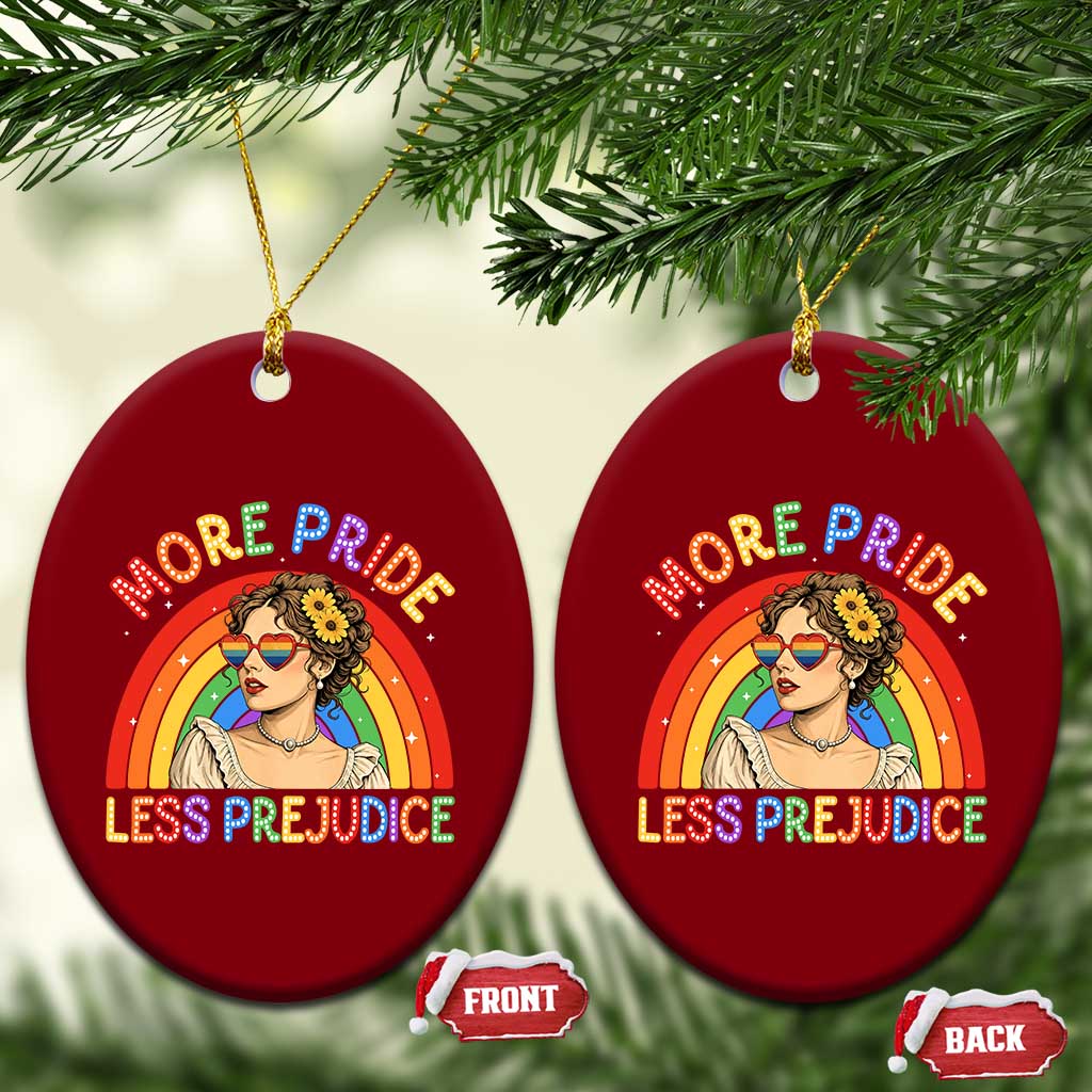 More Pride Less Prejudice Ceramic Ornament Pride Month LGBTQ Gay Lesbian TS14 Print Your Wear