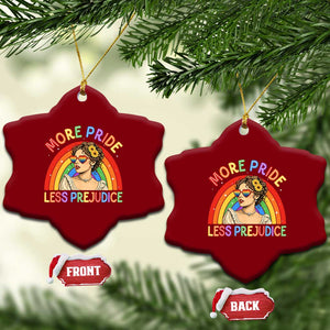 More Pride Less Prejudice Ceramic Ornament Pride Month LGBTQ Gay Lesbian TS14 Print Your Wear