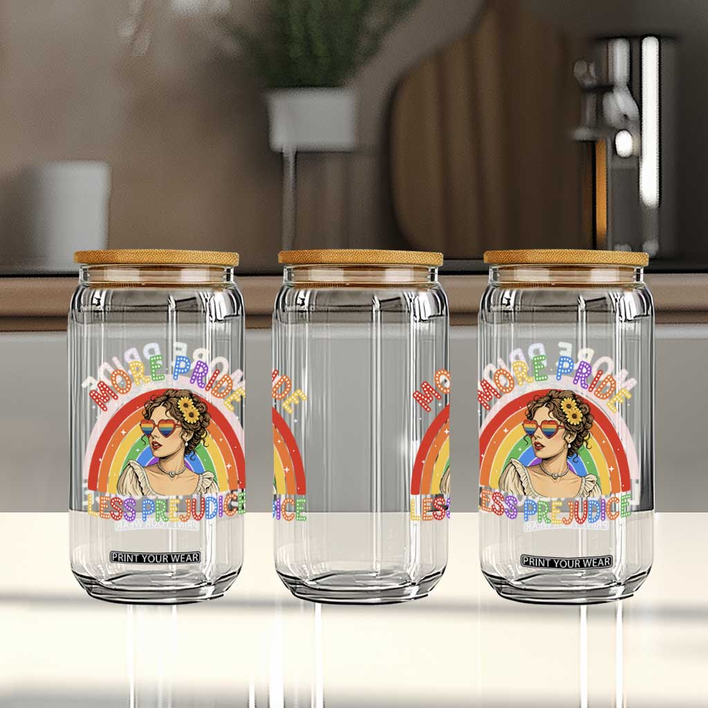 More Pride Less Prejudice Glass Can Pride Month LGBTQ Gay Lesbian TS14 Print Your Wear
