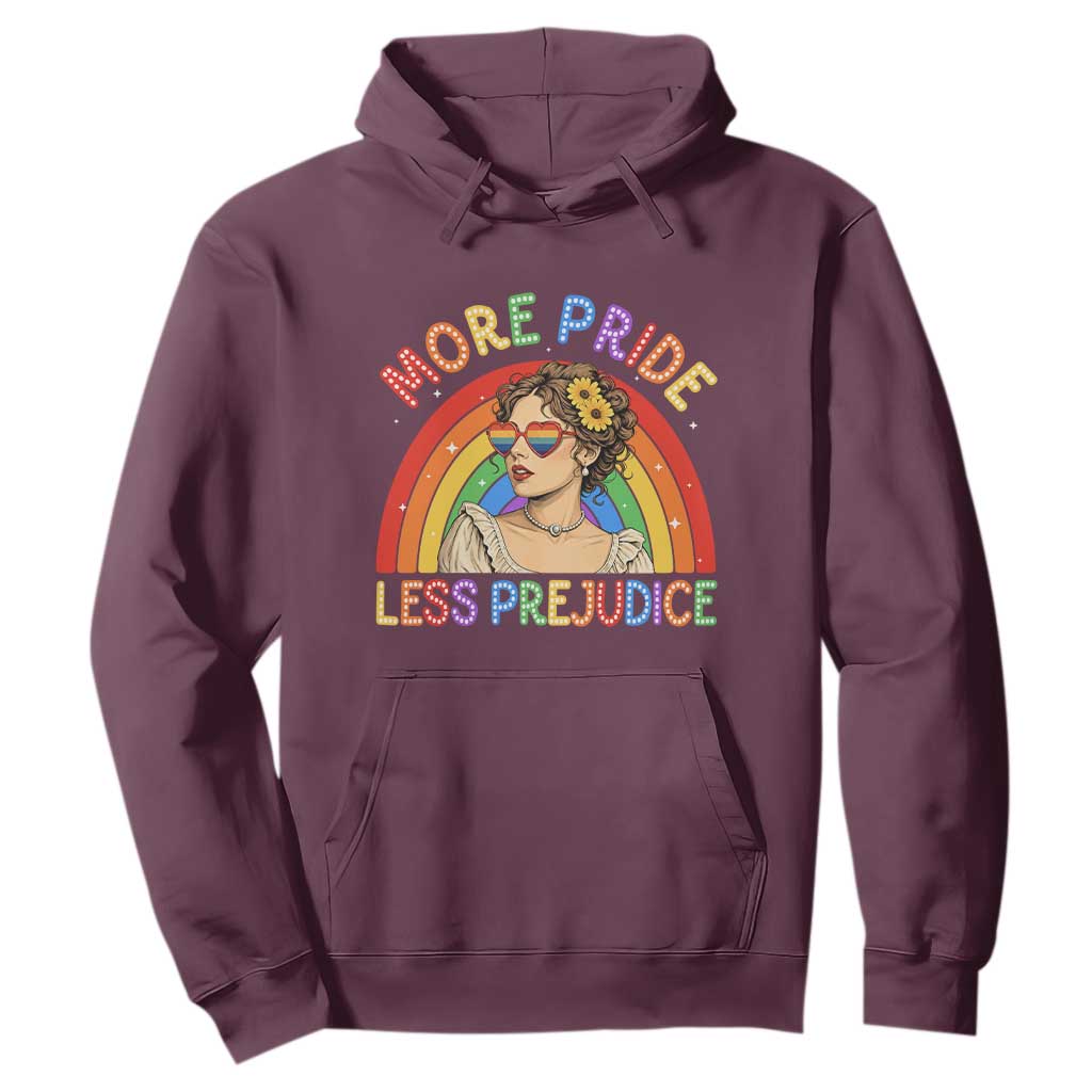 More Pride Less Prejudice Hoodie Pride Month LGBTQ Gay Lesbian TS14 Maroon Print Your Wear