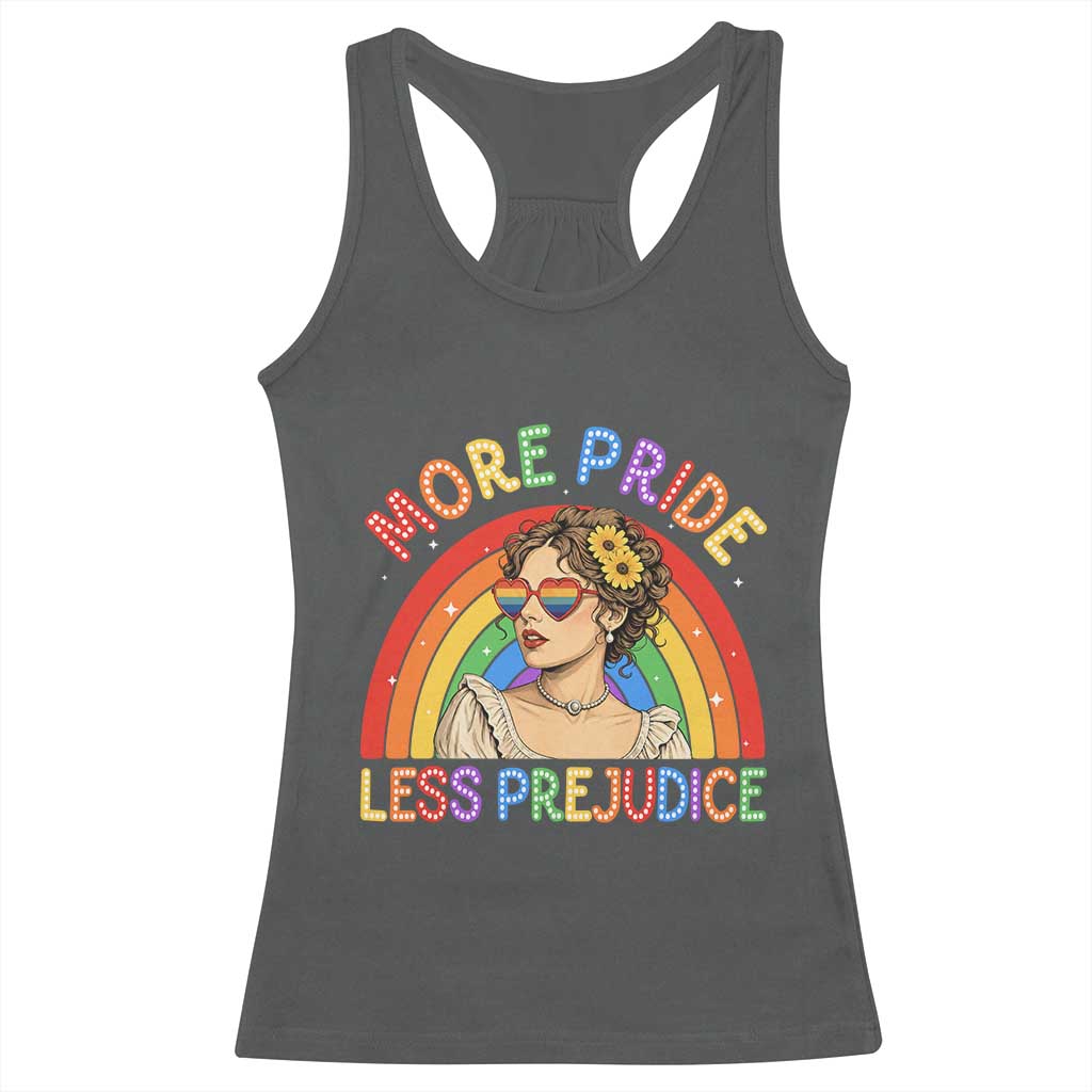 More Pride Less Prejudice Racerback Tank Top Pride Month LGBTQ Gay Lesbian TS14 Dark Heather Print Your Wear