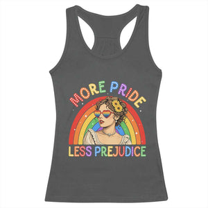 More Pride Less Prejudice Racerback Tank Top Pride Month LGBTQ Gay Lesbian TS14 Dark Heather Print Your Wear