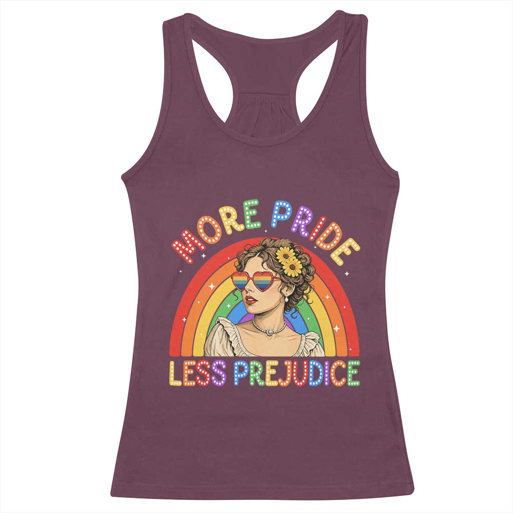 More Pride Less Prejudice Racerback Tank Top Pride Month LGBTQ Gay Lesbian TS14 Maroon Print Your Wear