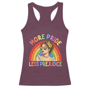 More Pride Less Prejudice Racerback Tank Top Pride Month LGBTQ Gay Lesbian TS14 Maroon Print Your Wear
