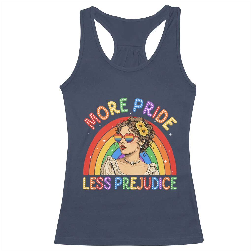 More Pride Less Prejudice Racerback Tank Top Pride Month LGBTQ Gay Lesbian TS14 Navy Print Your Wear