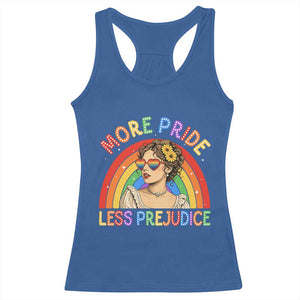 More Pride Less Prejudice Racerback Tank Top Pride Month LGBTQ Gay Lesbian TS14 Royal Blue Print Your Wear