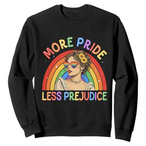 More Pride Less Prejudice Sweatshirt Pride Month LGBTQ Gay Lesbian TS14 Black Print Your Wear