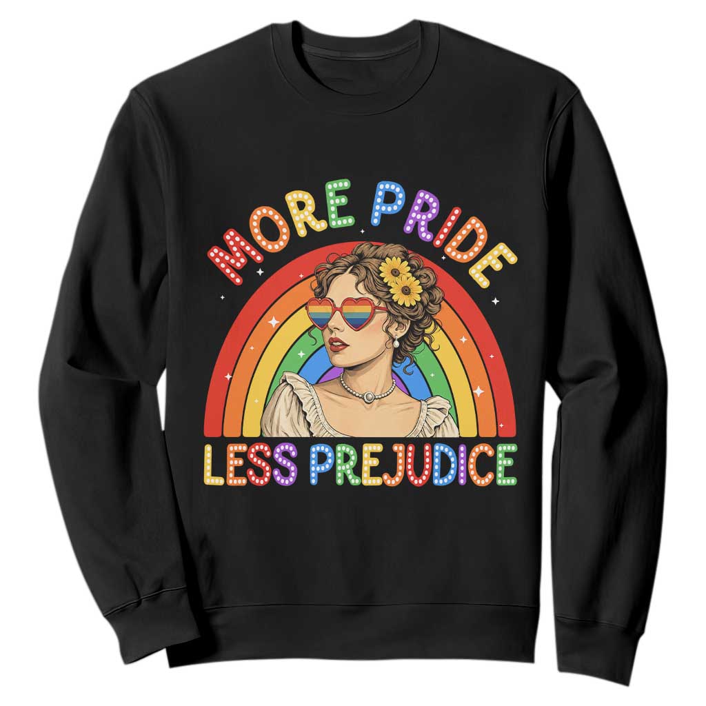 More Pride Less Prejudice Sweatshirt Pride Month LGBTQ Gay Lesbian TS14 Black Print Your Wear