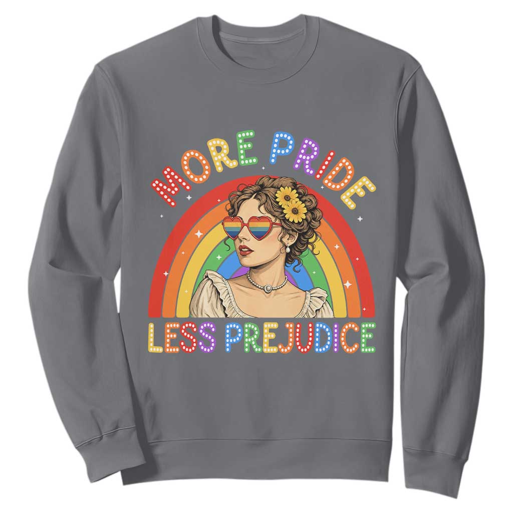More Pride Less Prejudice Sweatshirt Pride Month LGBTQ Gay Lesbian TS14 Charcoal Print Your Wear