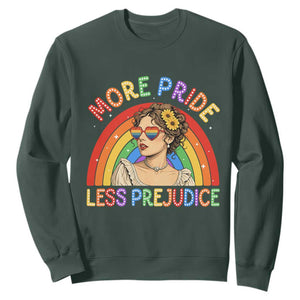 More Pride Less Prejudice Sweatshirt Pride Month LGBTQ Gay Lesbian TS14 Dark Forest Green Print Your Wear