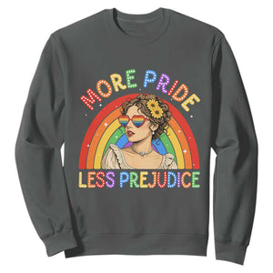 More Pride Less Prejudice Sweatshirt Pride Month LGBTQ Gay Lesbian TS14 Dark Heather Print Your Wear