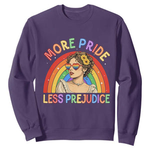 More Pride Less Prejudice Sweatshirt Pride Month LGBTQ Gay Lesbian TS14 Purple Print Your Wear