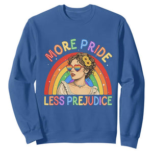 More Pride Less Prejudice Sweatshirt Pride Month LGBTQ Gay Lesbian TS14 Royal Blue Print Your Wear