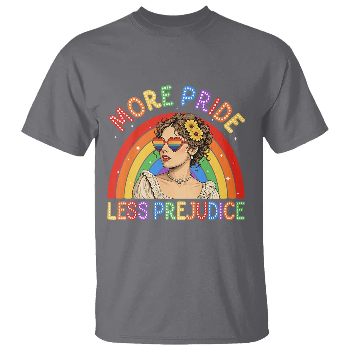 More Pride Less Prejudice T Shirt Pride Month LGBTQ Gay Lesbian TS14 Charcoal Print Your Wear