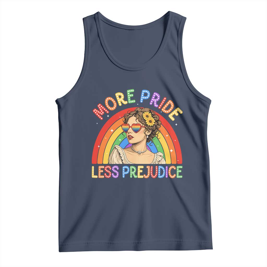 More Pride Less Prejudice Tank Top Pride Month LGBTQ Gay Lesbian TS14 Navy Print Your Wear