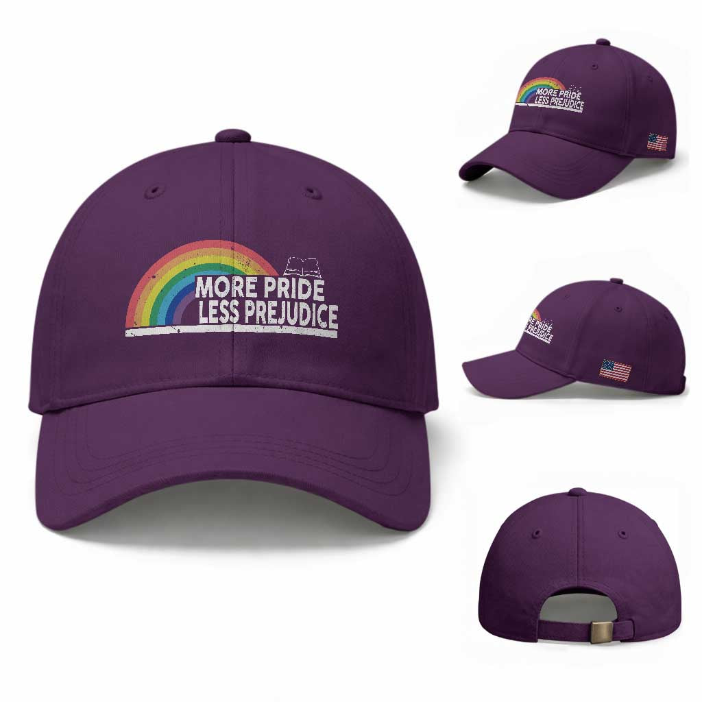 More Pride Less Prejudice Baseball Cap Pride Month LGBTQ TS14 Baseball Cap Universal Fit Purple Print Your Wear