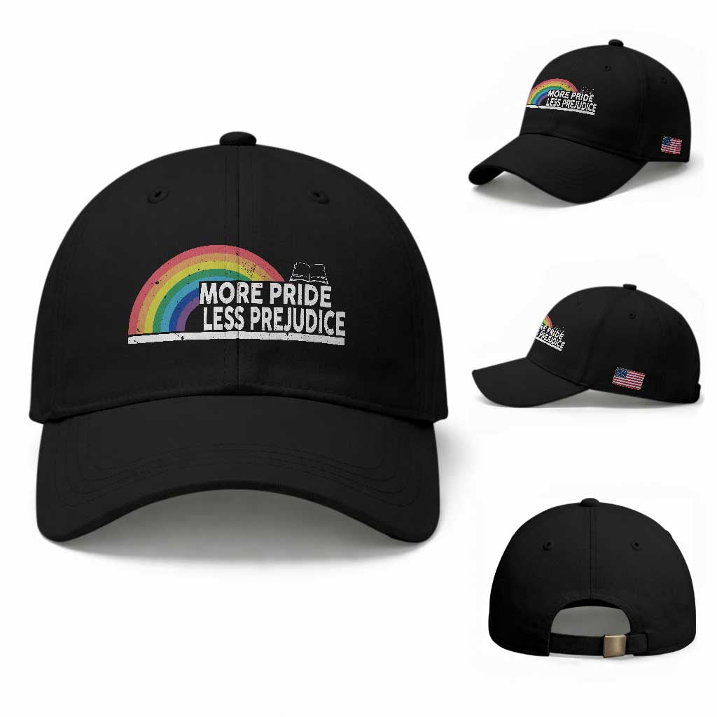 More Pride Less Prejudice Baseball Cap Pride Month LGBTQ TS14 Baseball Cap Universal Fit Black Print Your Wear