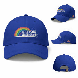 More Pride Less Prejudice Baseball Cap Pride Month LGBTQ TS14 Baseball Cap Universal Fit Royal Blue Print Your Wear