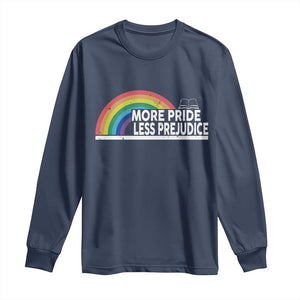 More Pride Less Prejudice Long Sleeve Shirt Pride Month LGBTQ TS14 Navy Print Your Wear