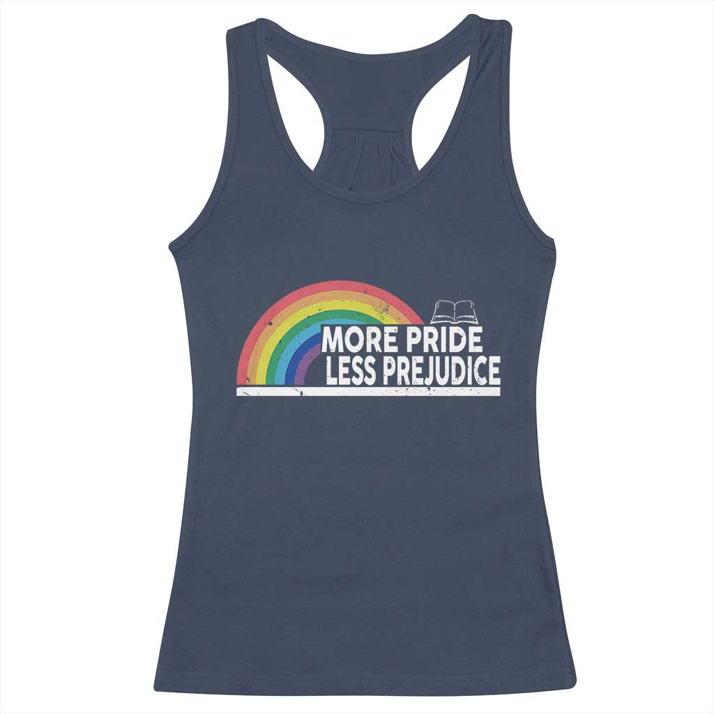 More Pride Less Prejudice Racerback Tank Top Pride Month LGBTQ TS14 Navy Print Your Wear