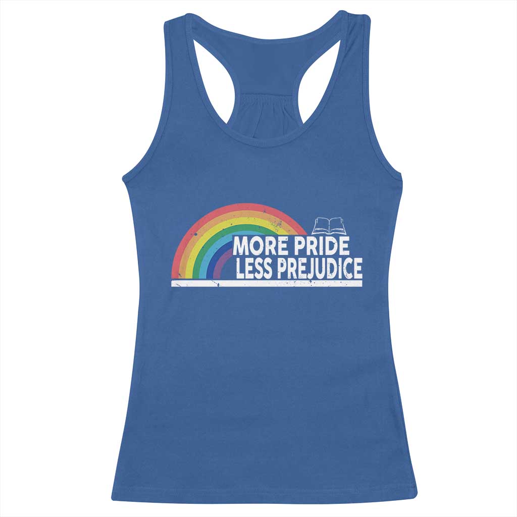 More Pride Less Prejudice Racerback Tank Top Pride Month LGBTQ TS14 Royal Blue Print Your Wear