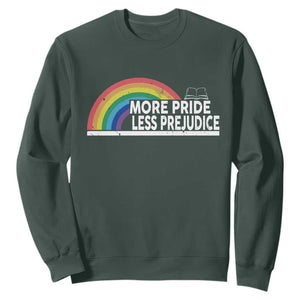 More Pride Less Prejudice Sweatshirt Pride Month LGBTQ TS14 Dark Forest Green Print Your Wear