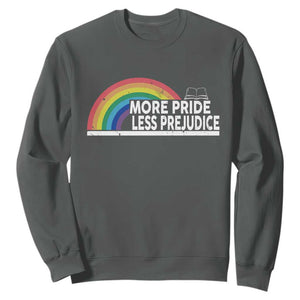 More Pride Less Prejudice Sweatshirt Pride Month LGBTQ TS14 Dark Heather Print Your Wear