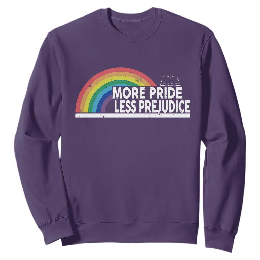 More Pride Less Prejudice Sweatshirt Pride Month LGBTQ TS14 Purple Print Your Wear