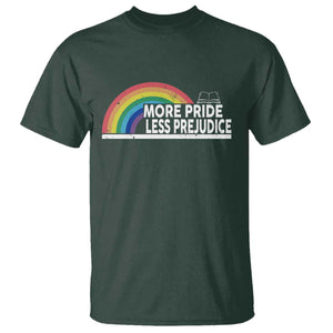 More Pride Less Prejudice T Shirt Pride Month LGBTQ TS14 Dark Forest Green Print Your Wear