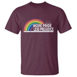 More Pride Less Prejudice T Shirt Pride Month LGBTQ TS14 Maroon Print Your Wear