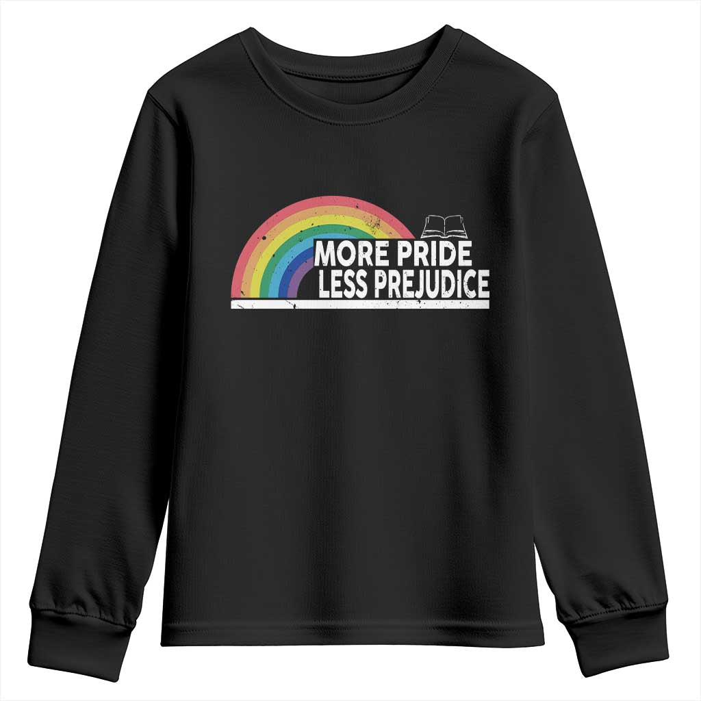More Pride Less Prejudice Youth Sweatshirt Pride Month LGBTQ TS14 Black Print Your Wear
