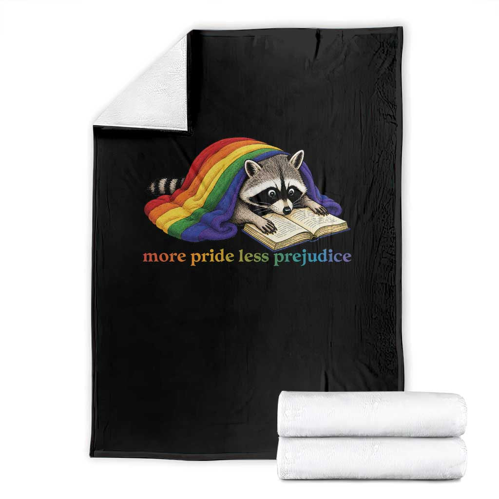 More Pride Less Prejudice Throw Blanket LGBT Raccoon Book Lover TS14 Black Print Your Wear