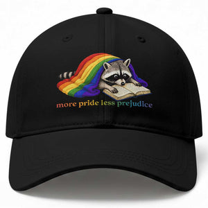 More Pride Less Prejudice Baseball Cap LGBT Raccoon Book Lover TS14 Print Your Wear