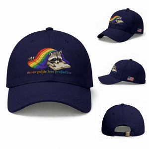 More Pride Less Prejudice Baseball Cap LGBT Raccoon Book Lover TS14 Baseball Cap Universal Fit Dark Blue Print Your Wear