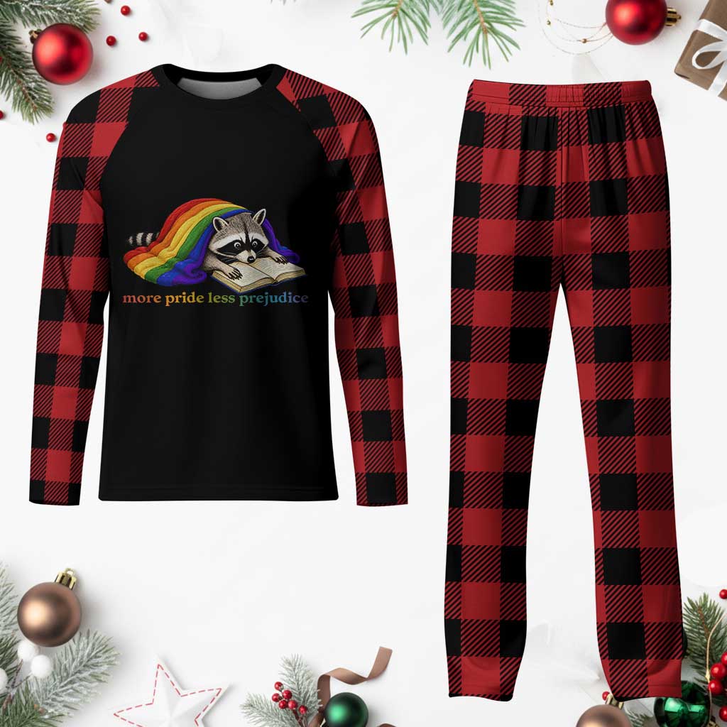 More Pride Less Prejudice Plaid Pajama Set LGBT Raccoon Book Lover TS14 Buffalo Plaid Print Your Wear