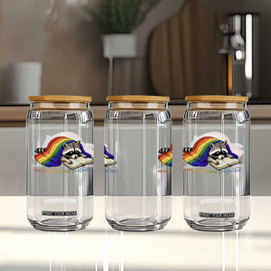 More Pride Less Prejudice Glass Can LGBT Raccoon Book Lover TS14 Print Your Wear