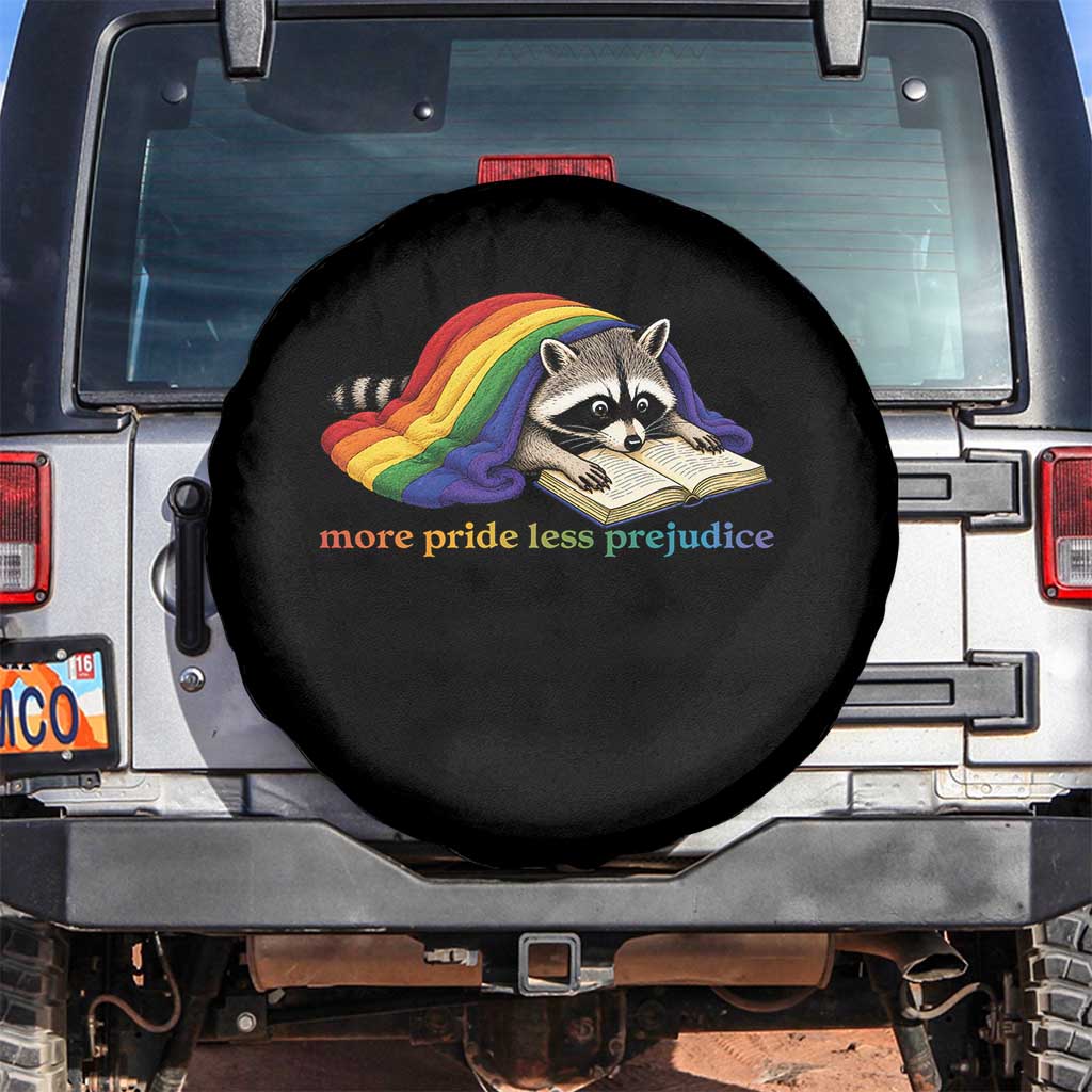 More Pride Less Prejudice Spare Tire Cover LGBT Raccoon Book Lover TS14 No hole Black Print Your Wear