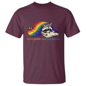 More Pride Less Prejudice T Shirt LGBT Raccoon Book Lover TS14 Maroon Print Your Wear