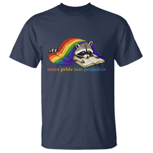 More Pride Less Prejudice T Shirt LGBT Raccoon Book Lover TS14 Navy Print Your Wear