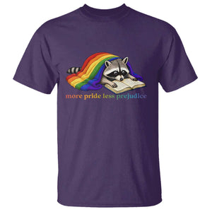 More Pride Less Prejudice T Shirt LGBT Raccoon Book Lover TS14 Purple Print Your Wear