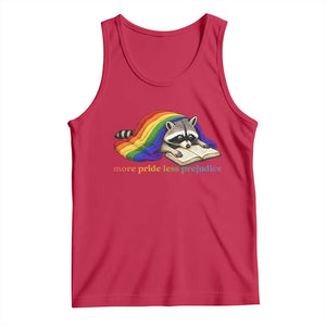 More Pride Less Prejudice Tank Top LGBT Raccoon Book Lover TS14 Red Print Your Wear