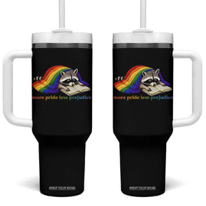 More Pride Less Prejudice Tumbler With Handle LGBT Raccoon Book Lover TS14 One Size: 40 oz Black Print Your Wear