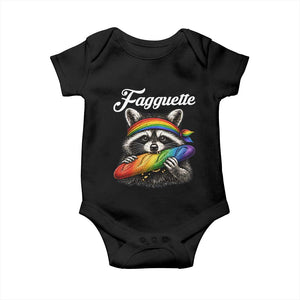 Faguette LGBTQ Baby Onesie Funny Pride Raccoon Rainbow TS14 Black Print Your Wear